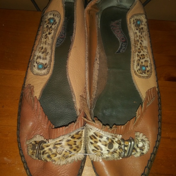 RARE Video Bohemian Leather Fur Flats Sz 8.5 / 9 - Picture 5 of 8